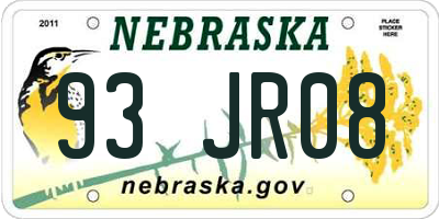 NE license plate 93JR08