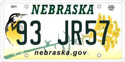 NE license plate 93JR57