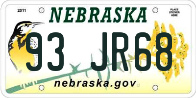 NE license plate 93JR68