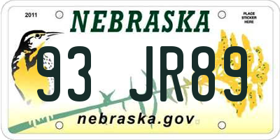 NE license plate 93JR89
