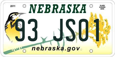 NE license plate 93JS01