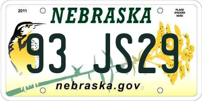 NE license plate 93JS29