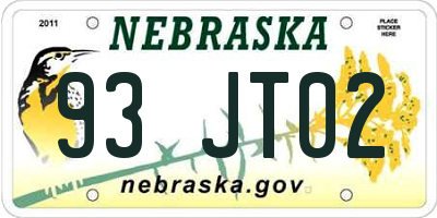 NE license plate 93JT02