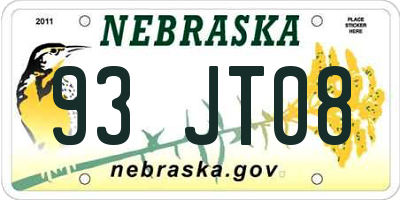NE license plate 93JT08