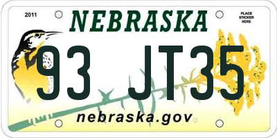 NE license plate 93JT35