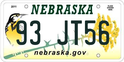 NE license plate 93JT56