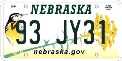 NE license plate 93JY31