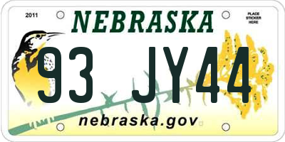 NE license plate 93JY44