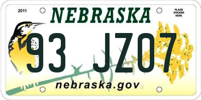 NE license plate 93JZ07