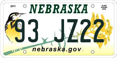 NE license plate 93JZ22