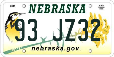 NE license plate 93JZ32