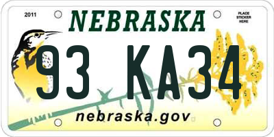 NE license plate 93KA34
