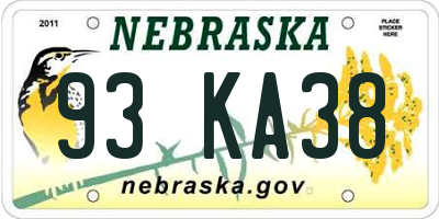 NE license plate 93KA38