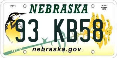 NE license plate 93KB58