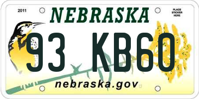 NE license plate 93KB60