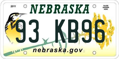 NE license plate 93KB96