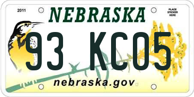 NE license plate 93KC05