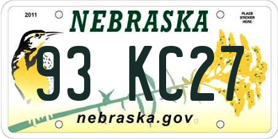 NE license plate 93KC27