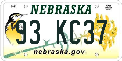 NE license plate 93KC37