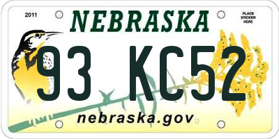 NE license plate 93KC52