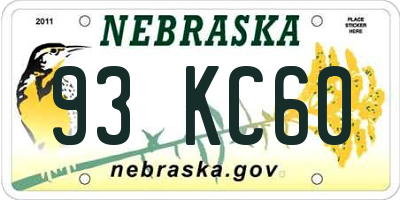 NE license plate 93KC60
