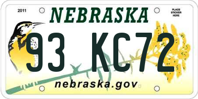 NE license plate 93KC72