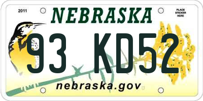 NE license plate 93KD52