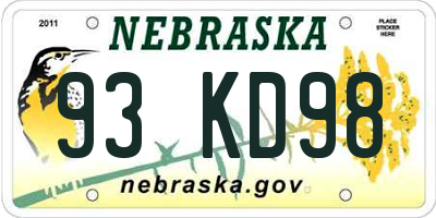 NE license plate 93KD98