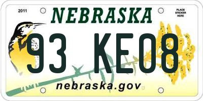 NE license plate 93KE08