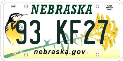 NE license plate 93KF27