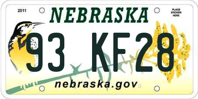 NE license plate 93KF28