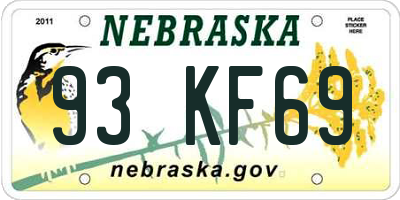 NE license plate 93KF69