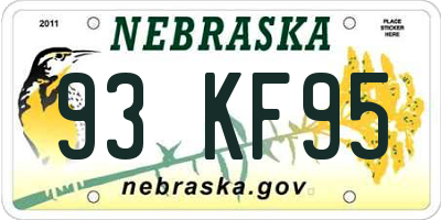 NE license plate 93KF95