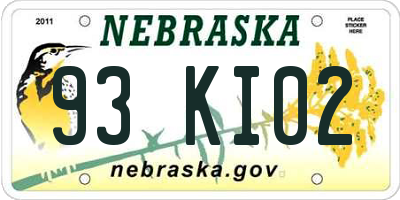 NE license plate 93KI02