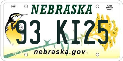 NE license plate 93KI25