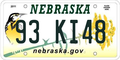 NE license plate 93KI48