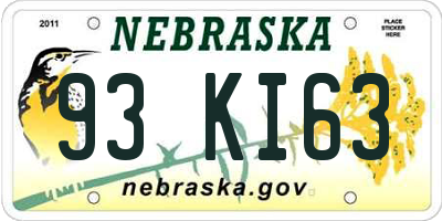 NE license plate 93KI63