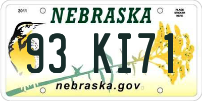 NE license plate 93KI71