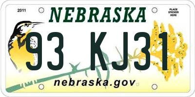 NE license plate 93KJ31