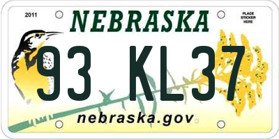 NE license plate 93KL37