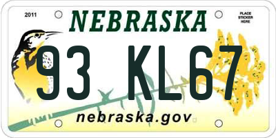 NE license plate 93KL67