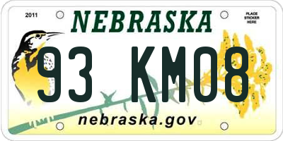 NE license plate 93KM08