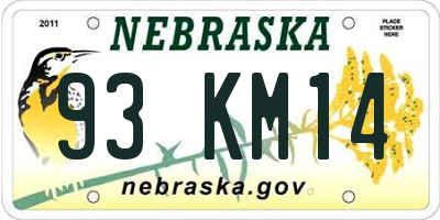 NE license plate 93KM14