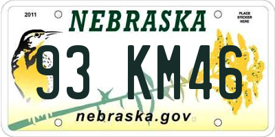 NE license plate 93KM46