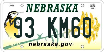 NE license plate 93KM60