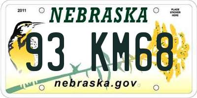 NE license plate 93KM68