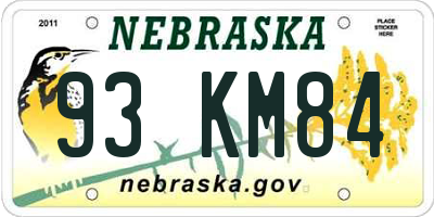 NE license plate 93KM84