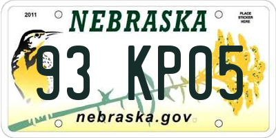 NE license plate 93KP05