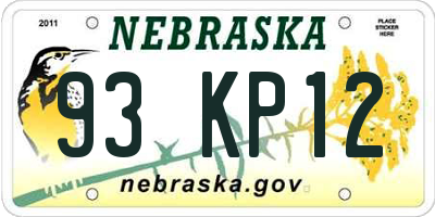 NE license plate 93KP12