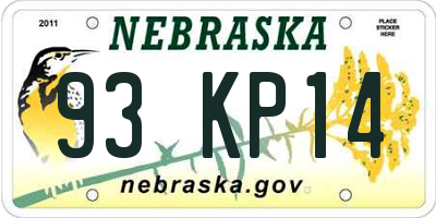 NE license plate 93KP14